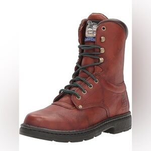 Georgia Boot Comfort Core Cognac Brown Thick Leather Opanka 8" Boots
